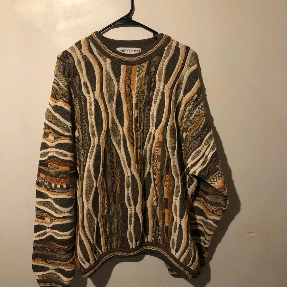 Chunky oversized boho ENRICO UOMO Italy sweater - Picture 2 of 7